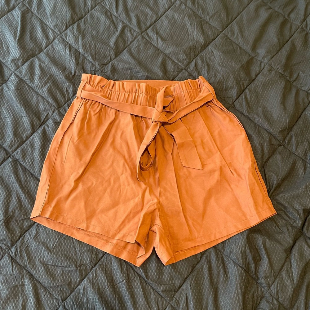 SHEIN High Waist Brown Tie Shorts